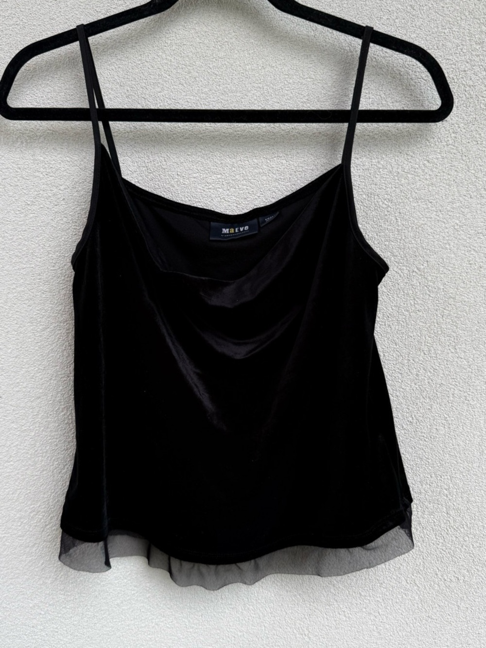 Maeve Womens S Halsey Cropped Cowl Neck Cami Black Velvet Tank Top Whimsygoth